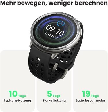 Розумний годинник Amazfit Active 2 44 мм, штучний інтелект, голосове керування, GPS та безкоштовні карти, 10 днів автономної роботи, фітнес-трекер із понад 160 спортивними режимами, водонепроникність 5 атм для Android та iPhone, чорний силікон