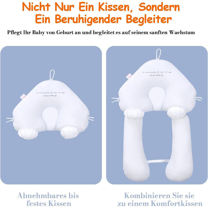 Подушка для плоскої голови, універсальна подушка для сну на боці, подушка для підтримки всього тіла, U-подібна подушка для обіймів, регульована, знімна та пральна для голови, шиї, ніг та всього тіла, різнокольорова