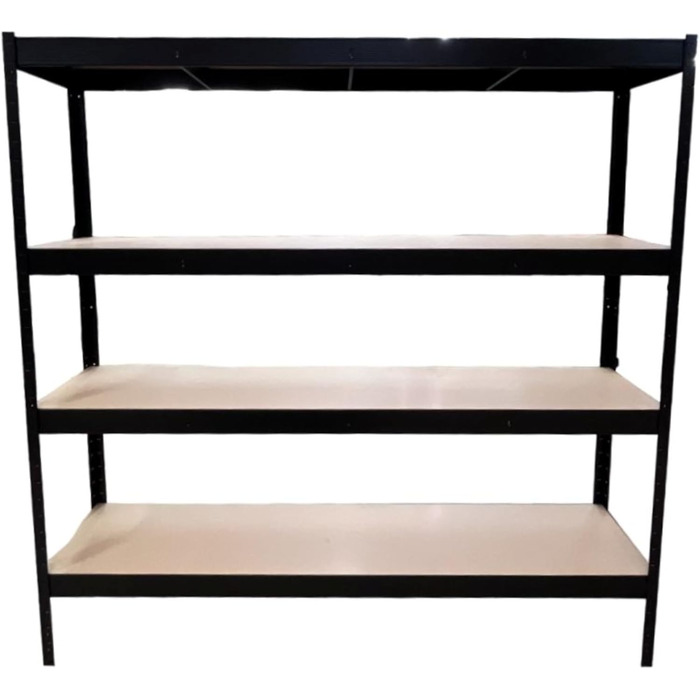 Стелаж SCHULTE Shelf World для важких умов експлуатації з 4 полицями з МДФ, 180x150x50 см (ВxШxГ), вантажопідйомність 150 кг на полицю, чорний