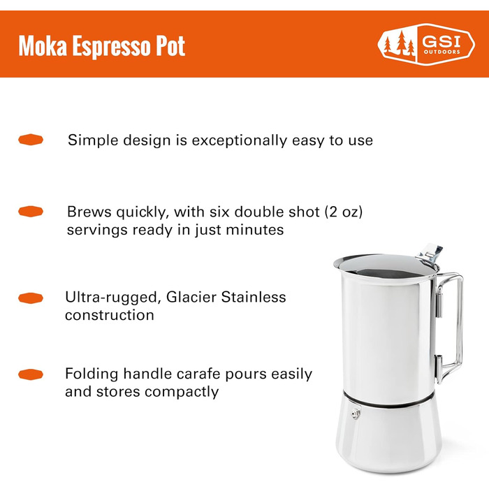 Кавоварка GSI Outdoors 65100, унісекс, для дорослих, срібляста, один розмір