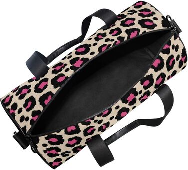 Спортивна сумка-дафл Леопард рожево-чорного кольору для подорожей та на вихідні, полотно, для чоловіків та жінок