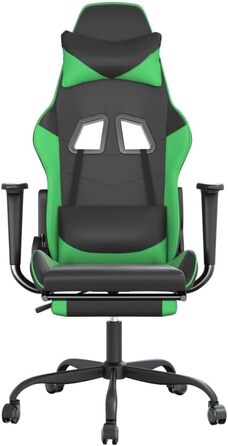 Геймерське крісло, офісне крісло, з підставкою для ніг, чорно-зелене, штучна шкіра