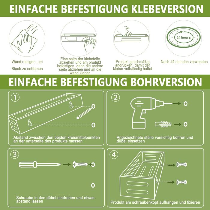 Бамбукова підставка для спецій, не потребує свердління, настінна підставка для спецій з 4 предметів, тримач для спецій можна використовувати на дверцятах шаф або холодильників, стояти або підвішувати, кріплення самоклеїться або з просвердлюванням