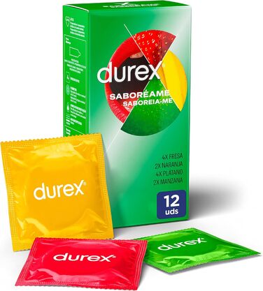 Презервативи Durex - &39Saboreame&39 з фруктовими смаками - полуниця, банан, апельсин та яблуко - 12 презервативів