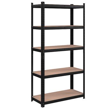 Надміцний стелаж, Підвальний стелаж, Стелаж для зберігання, 40 x 90 x 180 см, Стелаж зі сталевим каркасом, Вантажопідйомність до 875 кг, 5 регульованих полиць, Чорний GLR040B01 40 x 90 x 180 см Чорний