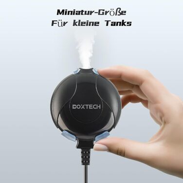 Кисневий насос Boxtech Mini Quiet Aquarium з повітряним каменем та силіконовим шлангом для акваріумів та нано-акваріумів (чорний)