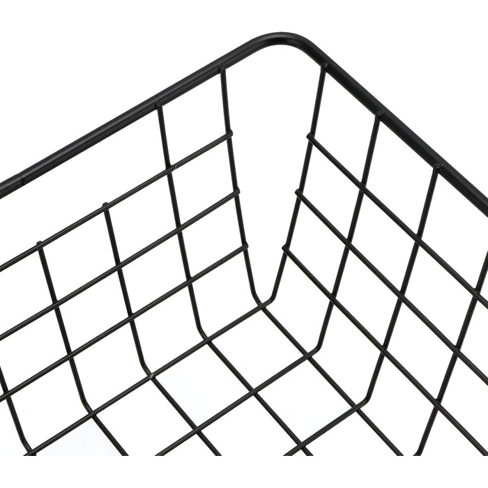 Набір кошиків для зберігання KEILEOHO з 4 предметів, 28 x 22 x 12 см, металевий кошик, дротяний кошик для зберігання, кошик для ванної кімнати, метал, відкритий дротяний дизайн, маленький чорний металевий кошик, для офісів, кухонь, ванних кімнат