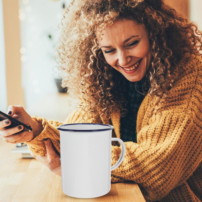 Емальований мірний стаканчик Garneck Vintage Water Cup Camping Cup із сільським дизайном для кави, чаю та гарячих напоїв, безпечний для миття в посудомийній машині та довговічний