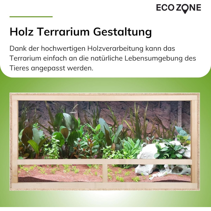 Дерев'яний тераріум ECOZONE з бічною вентиляцією 100x60x60 см - Дерев'яний тераріум з плит OSB - Тераріуми для екзотичних тварин, таких як змії, рептилії та земноводні