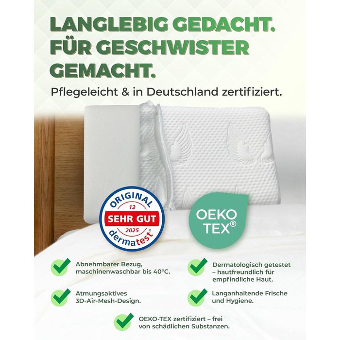 Дитяча подушка Welldora з піни з ефектом пам&39яті 30x50 см ергономічна подушка для дітей (28 років), росте разом з дитиною, дихаючий чохол 3D Tencel, сертифікований Oeko-TEX, безпечний, можна прати та приємно м&39який. Дитяча подушка білого кольору з пін