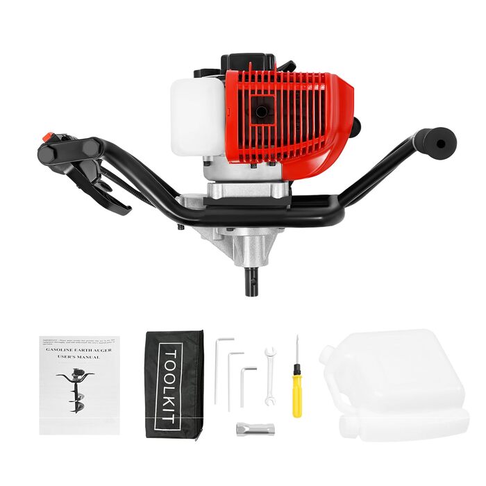 Бензиновий земляний бур 52 куб.см, 2 к.с. для буріння ям, встановлення стовпів, огорож та саду Двотактний двигун Зручний з двома ручками Без бура