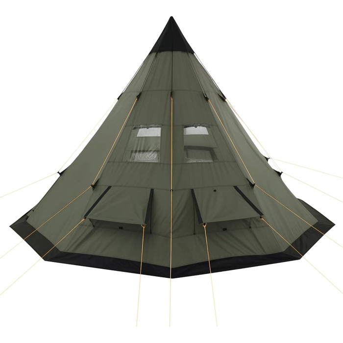 Намет CampFeuer Tipi Tent Spirit для 4 осіб Індіанський намет для кемпінгу, походів, водяний стовп 3000 мм Намет-гребень, намет-піраміда, круглий намет Груповий намет, кемпінговий намет, сімейний намет, коричневий/світло-коричневий