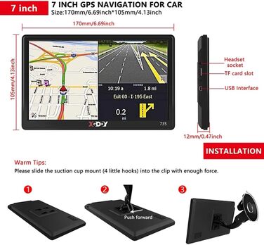 Навігаційні пристрої для автомобілів, GPS-навігатори для вантажівок, навігаційна система для кемперів, 7-дюймова навігація для автомобілів, карти Європи 2025 року, безкоштовні оновлення карт, з попередженням про швидкість у точках призначення, голосові пі