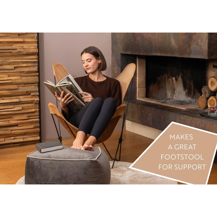 Пуф-табурет ENGLISH HOME, Пуф із квадратним сидінням, Високоякісний пуф із сидінням, Легкий у догляді пуф, Пуф-табурет для вітальні, спальні, Casha, 45x45 см, Бежевий