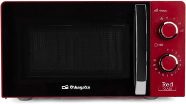 Мікрохвильова піч Orbegozo MI 2121, ємність 20 літрів, 6 рівнів потужності, таймер, програма розморожування, 700 Вт, червоний