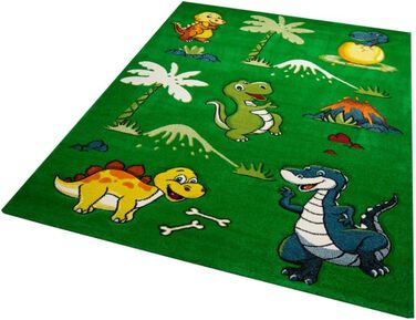 Дитячий килим динозаври дитяча кімната килим динозаври зелений розмір 200 х 290 см