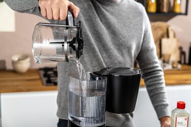 Кавоварка з фільтром ZWILLING ENFINIGY зі скляним глечиком 1,5 л, кавоварка з бойлером з нержавіючої сталі, функцією Blooming & Smart Descaler, пластик, чорний скляний глечик 1,5 л