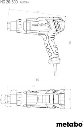 Термопістолет Metabo HG 20-600 - 602066500 - З високоякісним керамічним нагрівачем, потужним двигуном та оптимальним охолодженням