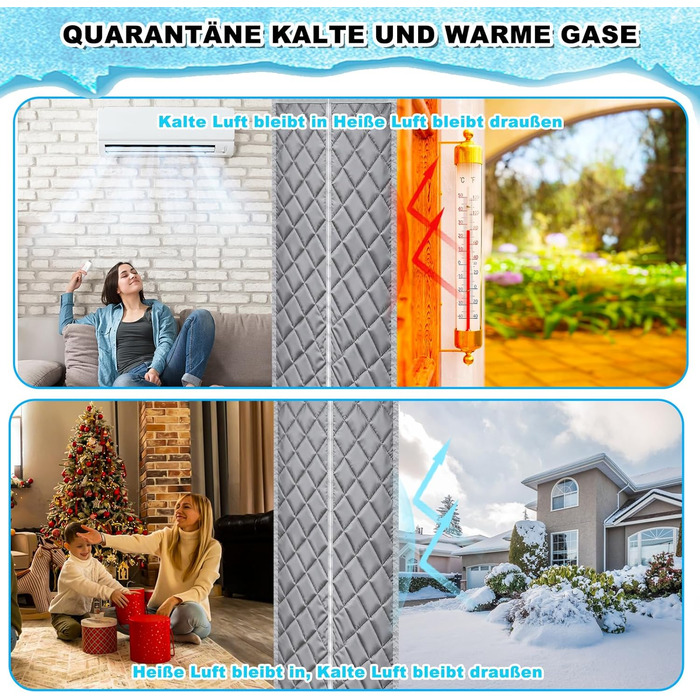 Теплова штора для дверей, захист від холоду, магнітна теплозахисна штора для дверей 90 x 210 см, термозахист дверей від холоду, магнітна теплозахисна штора, утеплена дверна штора, шумоізоляція, вітрозахисна