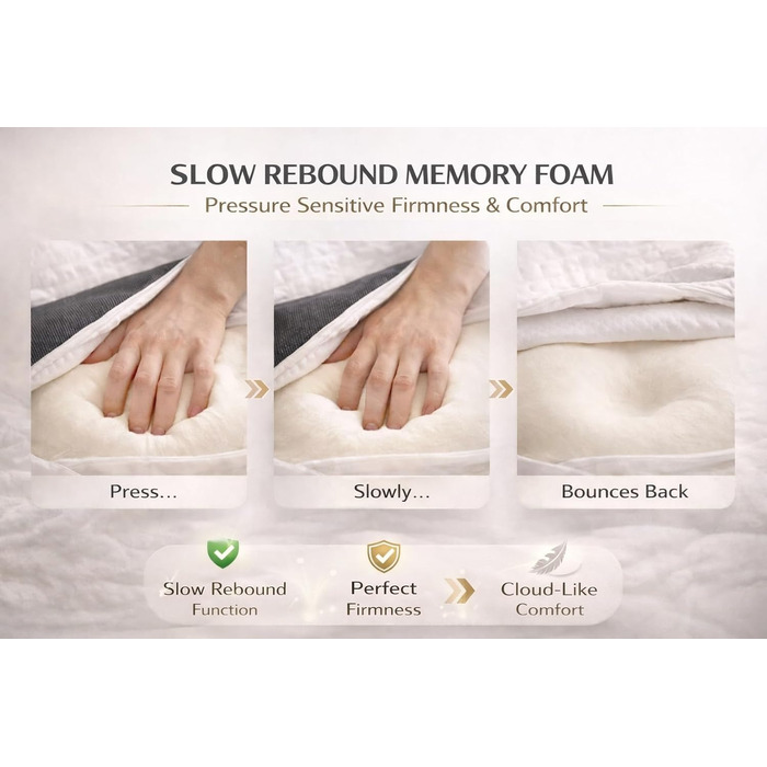 Подушка з піни з ефектом пам&39яті Universe-GL, ортопедична подушка для шиї, ергономічна подушка для сну на спині та на боці, підтримує хребет та шию, дихаюча та пральна, 634x9 см