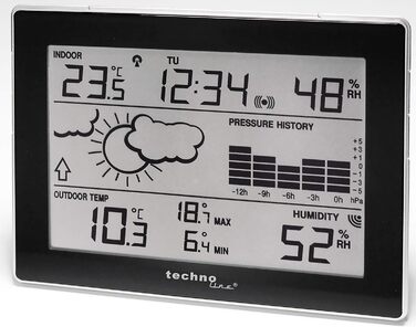 Метеостанція Technoline WS 9274-IT з прогнозом погодних ситуацій і тенденцією погоди, а також 12-годинною історією атмосферного тиску