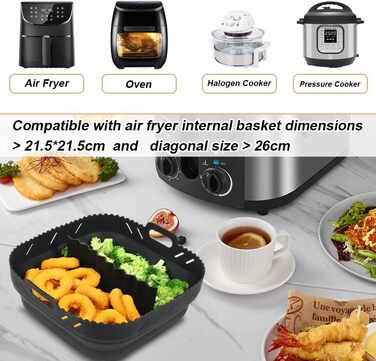 Силіконова форма BYKITCHEN для фритюрниці Ninja Speedi ON400EU/COSORI 5.5 л, аксесуари для фритюрниці для Philips XL 6.2 л, форма для випічки аерофритюрниці з роздільниками для Cecotec/Princess/Tefal