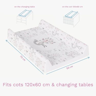 Пеленальний матрацик з твердою основою 70 х 50 см підходить для ліжечка 120 х 60 см (павич)
