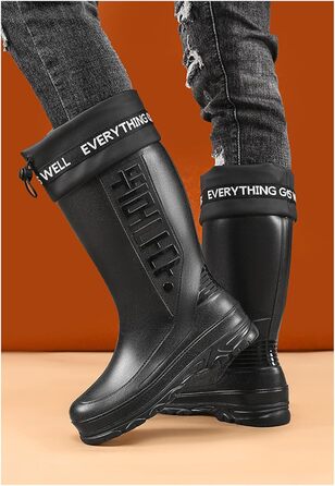 Чоловічі гумові чоботи до литок, водонепроникні, нековзні, гумові, чоботи для чоловіків, зручні, для садівництва, рибальства, для подвір&39я, ферми, на природі, для роботи, з регульованим шнурком, чорні