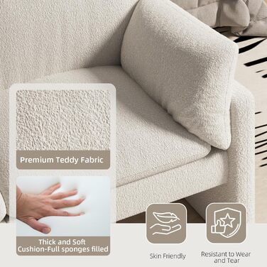 Місний диван UNIONLINE, розкладний диван шириною 172 см, сучасний двомісний диван з плюшевим принтом, 2-3 місця для вітальні, спальні, квартири, домашнього офісу, білий 3-місний диван, шириною 172 см, тканина плюшевий принт, шириною 172 см, білий, 3-