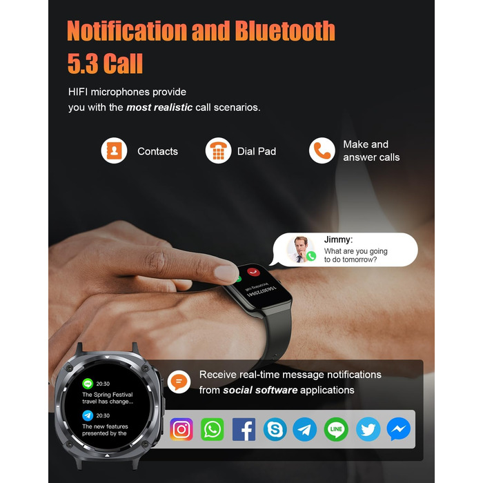 Чоловічий смарт-годинник, 1,45-дюймовий AMOLED смарт-годинник із здійсненням/прийомом дзвінків, 115 спортивних режимів, фітнес-годинник із пульсометром/крокоміром/монітором сну, водонепроникний спортивний годинник IP68, подарунок для нього, чорний смарт-г