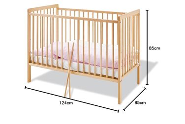 Дитяче ліжко Hanna (120 x 60 см) - з 2 знімними перекладинами, виготовлене з масиву бука, необробленого, 111314 -