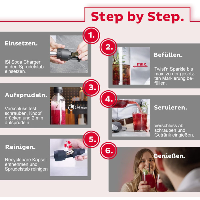 Капсули 8,4 г (упаковка 6x10) - Содові капсули підходять для Sodamaker Classic, Twist'n Sparkle & Gourmet Whip - Картриджі CO2 для смачних газованих напоїв та коктейлів - Зроблено в Австрії, 2