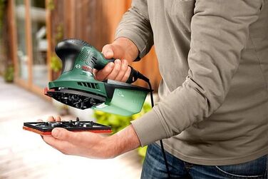 Багатофункціональна шліфувальна машина Bosch для дому та саду PSM 200 AES (200 Вт, у кейсі) 06033B6000 чорний, зелений, червоний