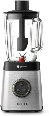 Міксер Philips HR3655/00 (1400 Вт, технологія ProBlend 6 3D, скляний контейнер 2 літри, 2 чашки для пиття, можна мити в посудомийній машині) нержавіюча сталь