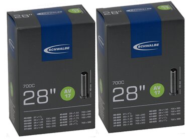 Камера велосипедна Schwalbe AV17, чорна, 28 (набір 2 шт.), 27.5/40 мм, AV-вентиль