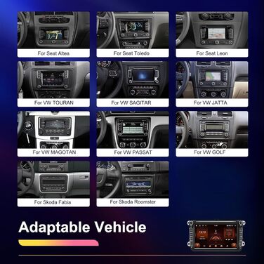 Автомагнітола Hikity для Golf 5 6 Passat Jetta Caddy Polo cc Tiguan EOS Touran T5 Scirocco Бездротове керування Carplay та Android Auto, 7-дюймовий сенсорний екран Android 2 ГБ 64 ГБ, Bluetooth, FM, DSP, RDS/Mirror Link 264 ГБ S1