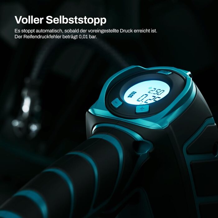 Акумуляторний компресор KIESBOHR 11 бар, велосипедний насос, електричний повітряний насос з функцією автоматичної зупинки, світлод