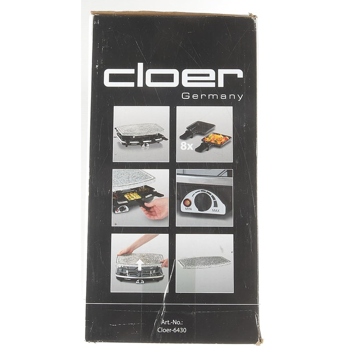 Раклетний гриль з натуральним каменем, 1200 Вт, 8 сковорідок з антипригарним покриттям з термоізольованими ручками, ціла плита, 6430