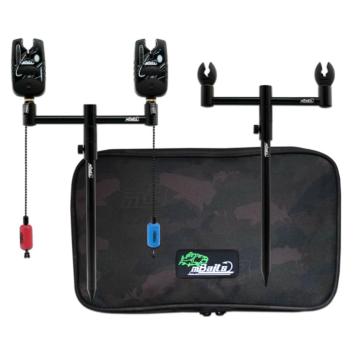 Підставка для вудилища Angel-Berger Magic Baits Black Quick Rod Pod з сумкою, індикатором клювання, підставкою для вудилища та шпулькою