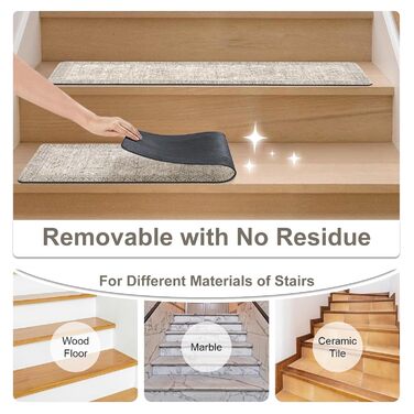 Доріжка для сходів Tiveney, нековзка, 20,3 x 76,2 см, гумова основа, килимки для дерев&39яних сходинок, килимок для безпеки сходів, що миється, хакі, сходинки для дітей, собак старшого віку, 15 шт. 8&39 x 30&39 хакі 15