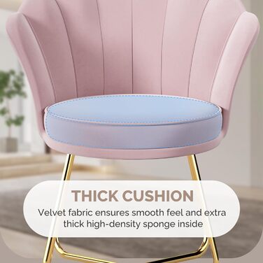 М&39яке крісло, обідній стілець, стілець для туалетного столика, оксамитове крісло, спинка у формі пелюсток, крісло із золотими металевими ніжками, вантажопідйомність до 150 кг, рожевий