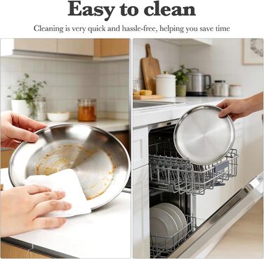 Набір з 4 сталевих тарілок, Ø20/30 см, круглий посуд з нержавіючої сталі, для барбекю, овальна страва, тарілка для мяса, тарілка для рису, сріблясті сталеві тарілки для кемпінгу, пікніка, кухні, BBQ, вечірок