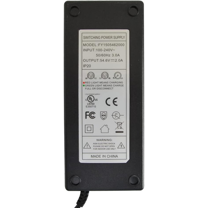 Зарядний адаптер живлення 54,6 В 2 А для літій-іонного акумулятора 48 В з роз&39ємом постійного струму 5,5 x 2,1 мм/5,5 x 2,5 мм