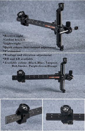 Приціл для рекурсивного лука SURWOLF 9 дюймів – карбонове кріплення, для правшів, червоний