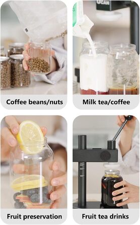 Пластикові стаканчики з кришками, що герметично герметичні, прозорі, для боба, скляна ємність для смузі, сумісна з автоматичним герметиком для стаканчиків, 200 шт. x 250 мл, один розмір