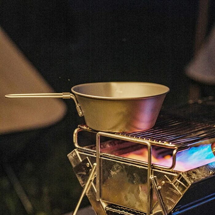 Титанова кружка 300 мл/450 мл, легкі титанові миски для кемпінгу, складна ручка, дорожня кружка, для активного відпочинку, приготування їжі, походів, пікніка, барбекю, компактне спорядження для мандрівників 300 мл