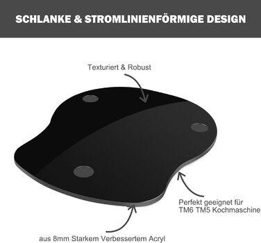 Для розсувної дошки Thermomix TM6 TM5 Acrylic - Швидкорухома ролінгова дошка для кухонного комбайна Thermomix Vorwerk TM 6 Аксесуари Pad Board (глянцевий чорний)