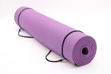 Тренажер Fidusport TPE Yoga Mat - Нековзний плечовий ремінь для фітнесу, пілатесу та гімнастики - Килимок для вправ з плечовим ременем і легким дизайном (фіолетовий однотонний)