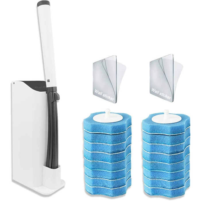 Набір одноразових щіток для туалету AnMelon з настінним кріпленням - Одноразова система очищення туалету з 16 змінними насадками д