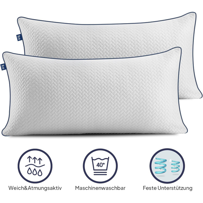 Подушка BedStory 40x80 з регульованим наповнювачем Мікрофібра 950 г x 2, комфортна для готелів Сертифіковано Oeko-TEX 100 Дихаюча та придатна для прання в пральній машині Для дивана усіх положень для сну 4080 см